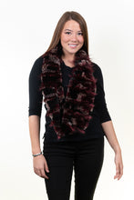 Load image into Gallery viewer, Wine Frost Rex Rabbit Scarf with Dyed to Match Fox Fur Wisps