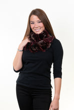 Load image into Gallery viewer, Wine Frost Rex Rabbit Scarf with Dyed to Match Fox Fur Wisps