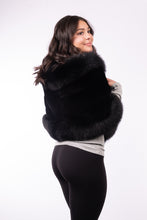 Load image into Gallery viewer, Black Mink Wrap with Black Fox Trim