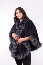 Load image into Gallery viewer, Alpaca Cape with Fox Fur Trim - Multi