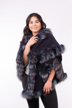 Load image into Gallery viewer, Alpaca Cape with Fox Fur Trim - Multi