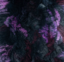 Load image into Gallery viewer, Purple/Black Rex Rabbit Hat with Dyed to Match Fox Fur Trim