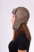 Load image into Gallery viewer, Mocha Shearling Aviator Hat