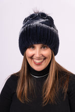 Load image into Gallery viewer, Rex Rabbit Hat with Silver Fox Fur Wisps - Cobalt Frost