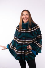 Load image into Gallery viewer, Layered Teal/Purple/Multi Mink Jacket with Black Rex Rabbit