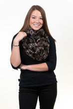 Load image into Gallery viewer, Rex Rabbit Infinity Scarf - Black/Taupe/Chinchilla