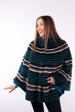 Load image into Gallery viewer, Layered Teal/Purple/Multi Mink Jacket with Black Rex Rabbit