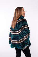 Load image into Gallery viewer, Layered Teal/Purple/Multi Mink Jacket with Black Rex Rabbit