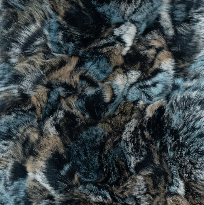 Denim/Charcoal Rex Rabbit Hat with Dyed to Match Fox Fur Trim