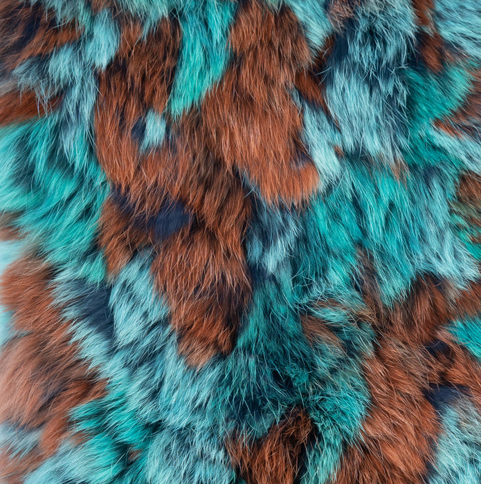 Chinchilla Rex Rabbit Hat with Dyed to Match Fox Fur Trim