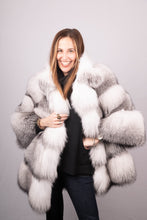 Load image into Gallery viewer, Natural Platinum Cross Fox Jacket