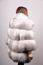 Load image into Gallery viewer, Natural Platinum Cross Fox Jacket
