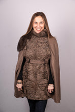 Load image into Gallery viewer, Natural Russian Sable/Mocha Swakara/Mocha Wool Cashmere Cape