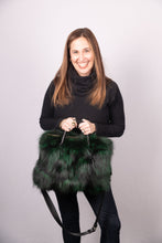 Load image into Gallery viewer, Emerald Dyed Silver Fox Handbag
