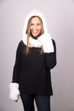 Load image into Gallery viewer, White Rex Rabbit Hooded Scarf