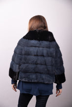 Load image into Gallery viewer, Denim Cross/Black Mink Jacket with 3/4 Sleeves