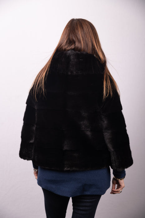 Black Mink Jacket with 3/4 Sleeves