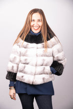 Load image into Gallery viewer, Natural Black Cross/Black Mink Jacket with 3/4 Sleeves