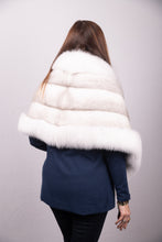 Load image into Gallery viewer, Natural Silver Blue Cross Mink Wrap with Shadow Fox Trim