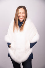 Load image into Gallery viewer, White Mink Wrap with Shadow Fox Trim