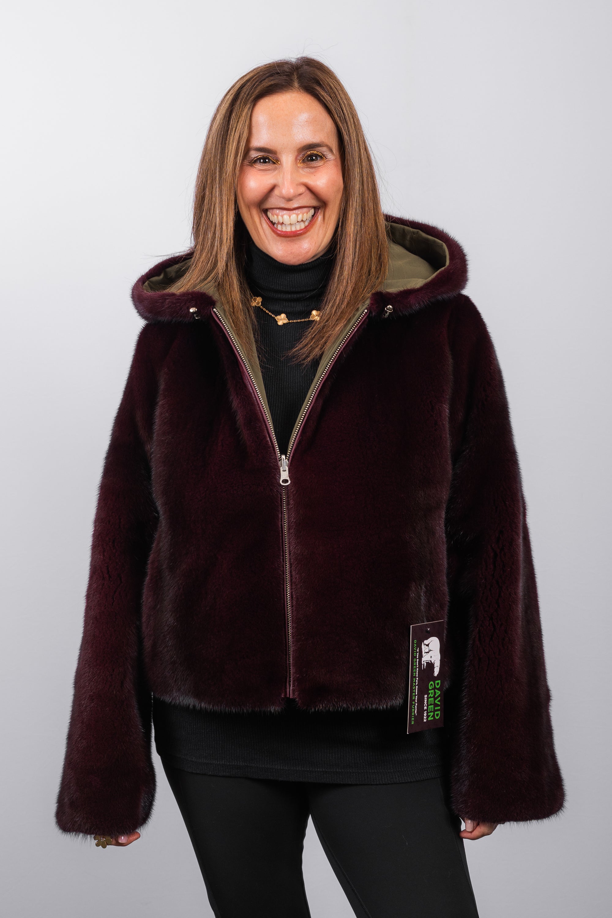 Merlot Mink/Army Green Fabric Jacket