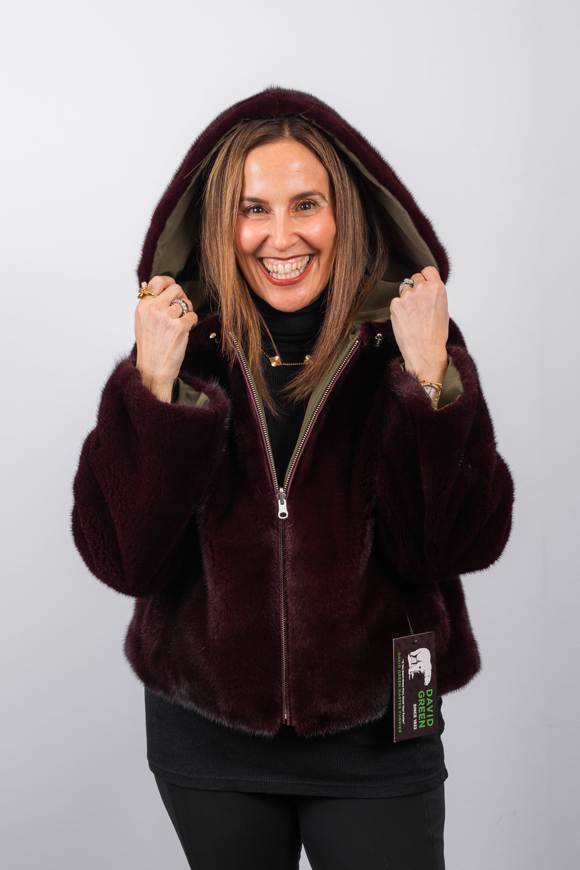 Merlot Mink/Army Green Fabric Jacket