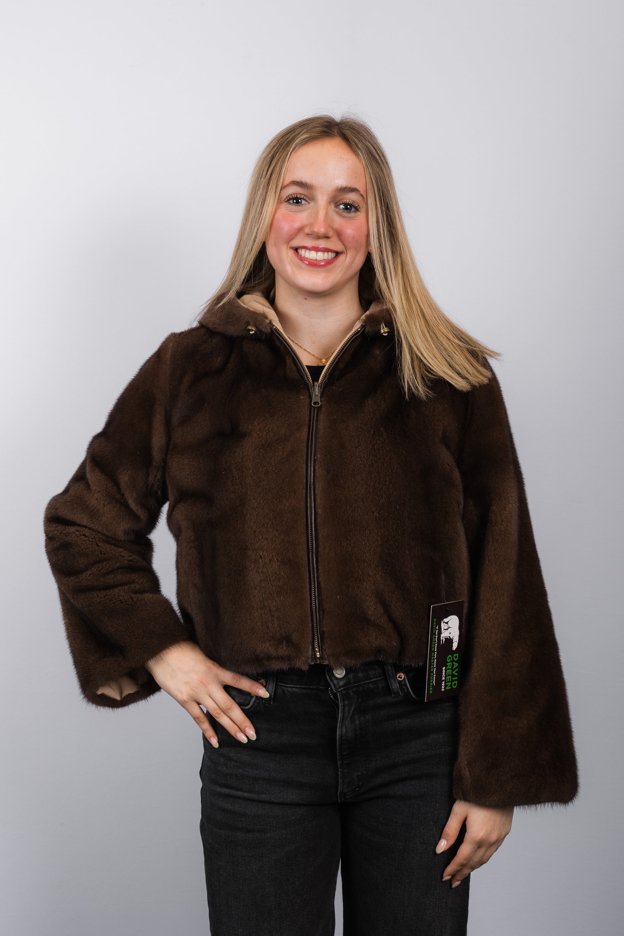 Natural Mocha Mink/Toffee Fabric Jacket