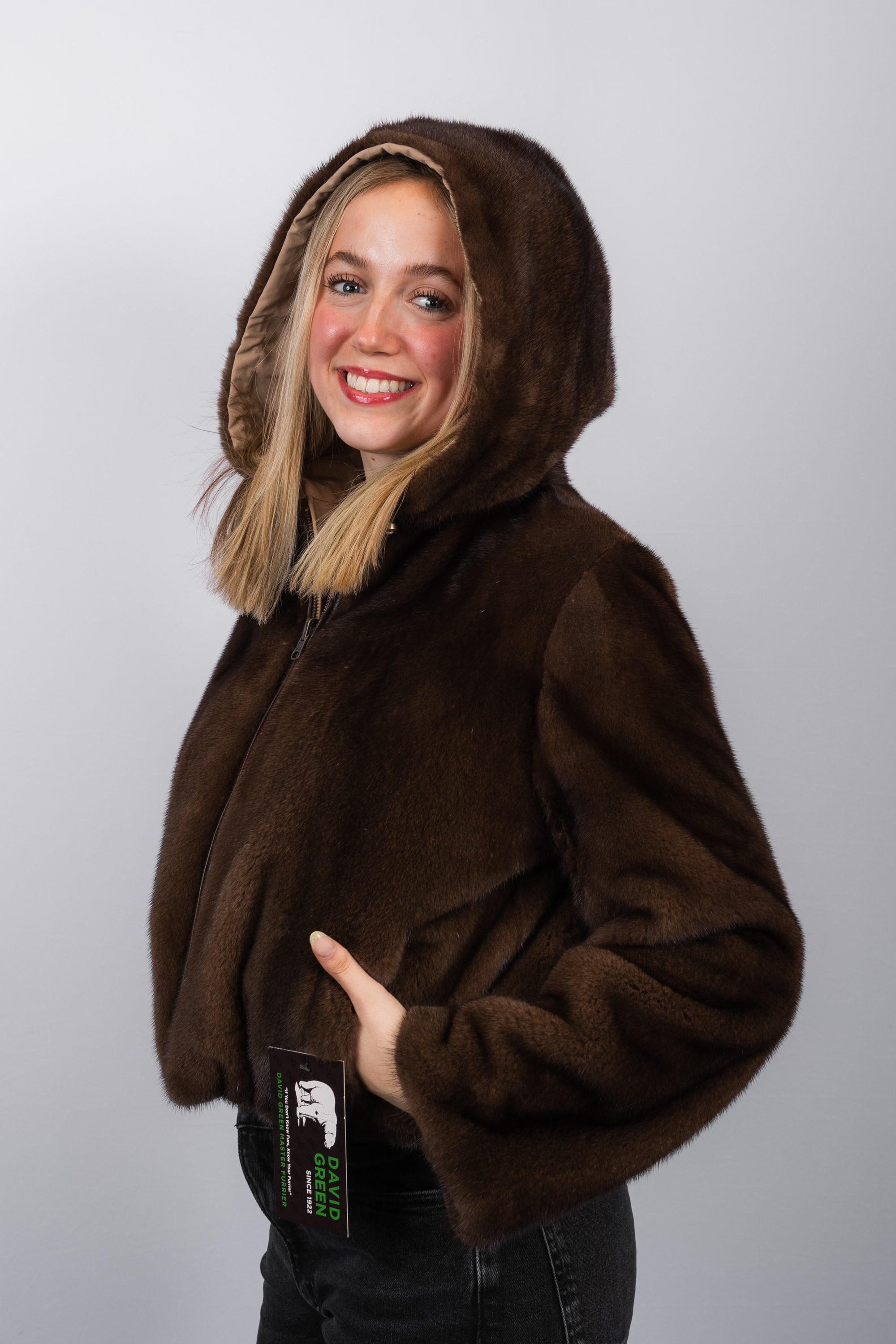 Natural Mocha Mink/Toffee Fabric Jacket