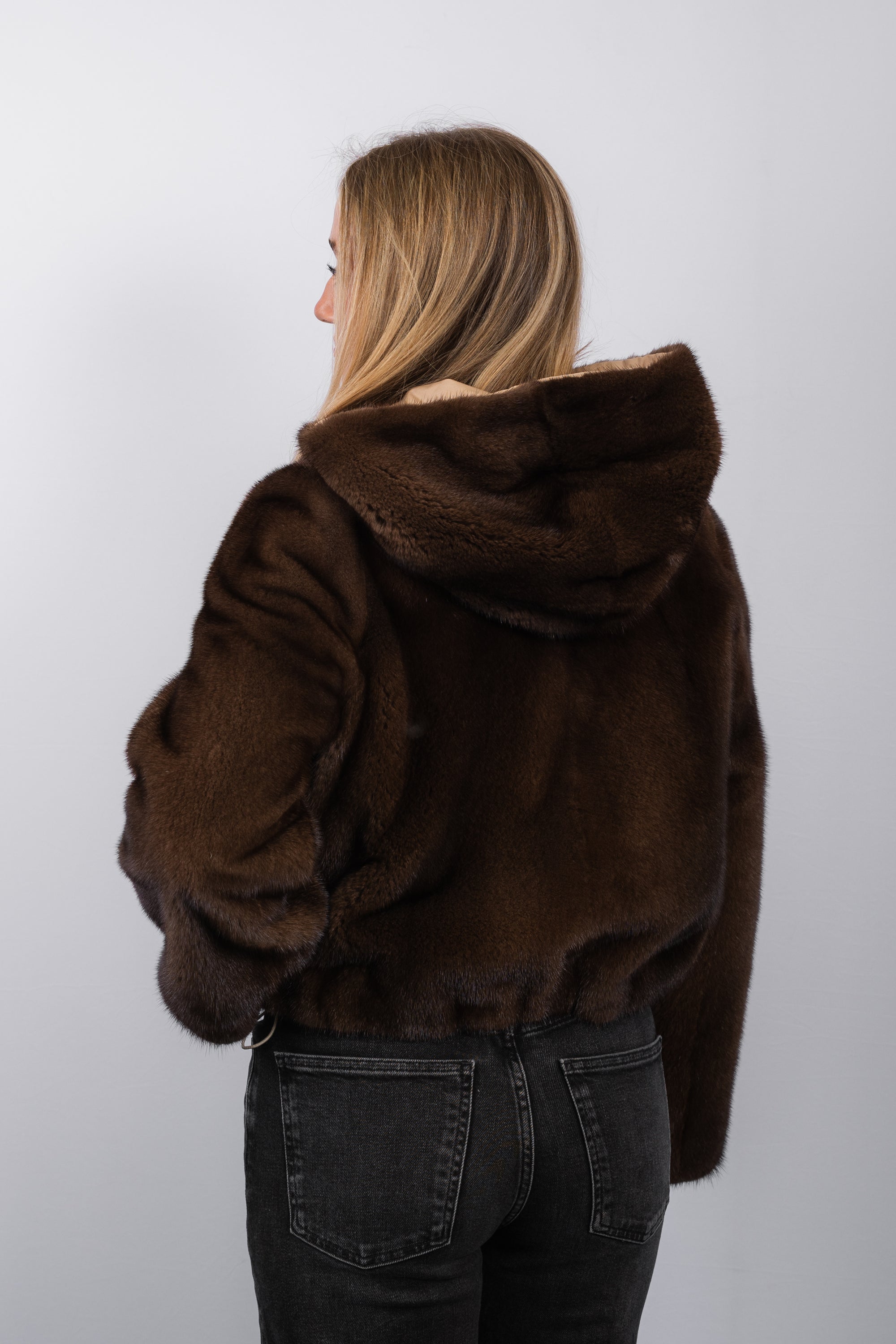Natural Mocha Mink/Toffee Fabric Jacket