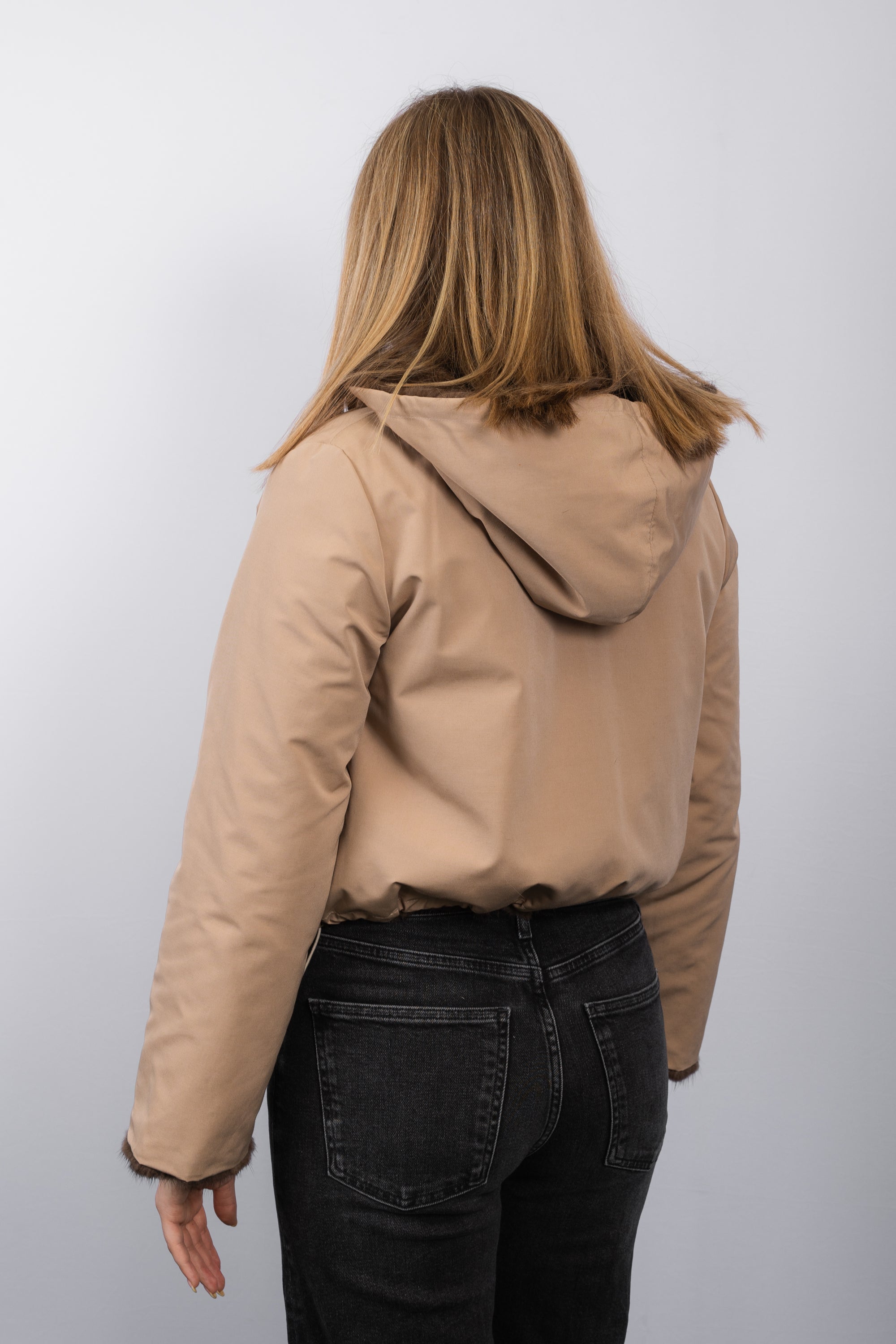 Natural Mocha Mink/Toffee Fabric Jacket