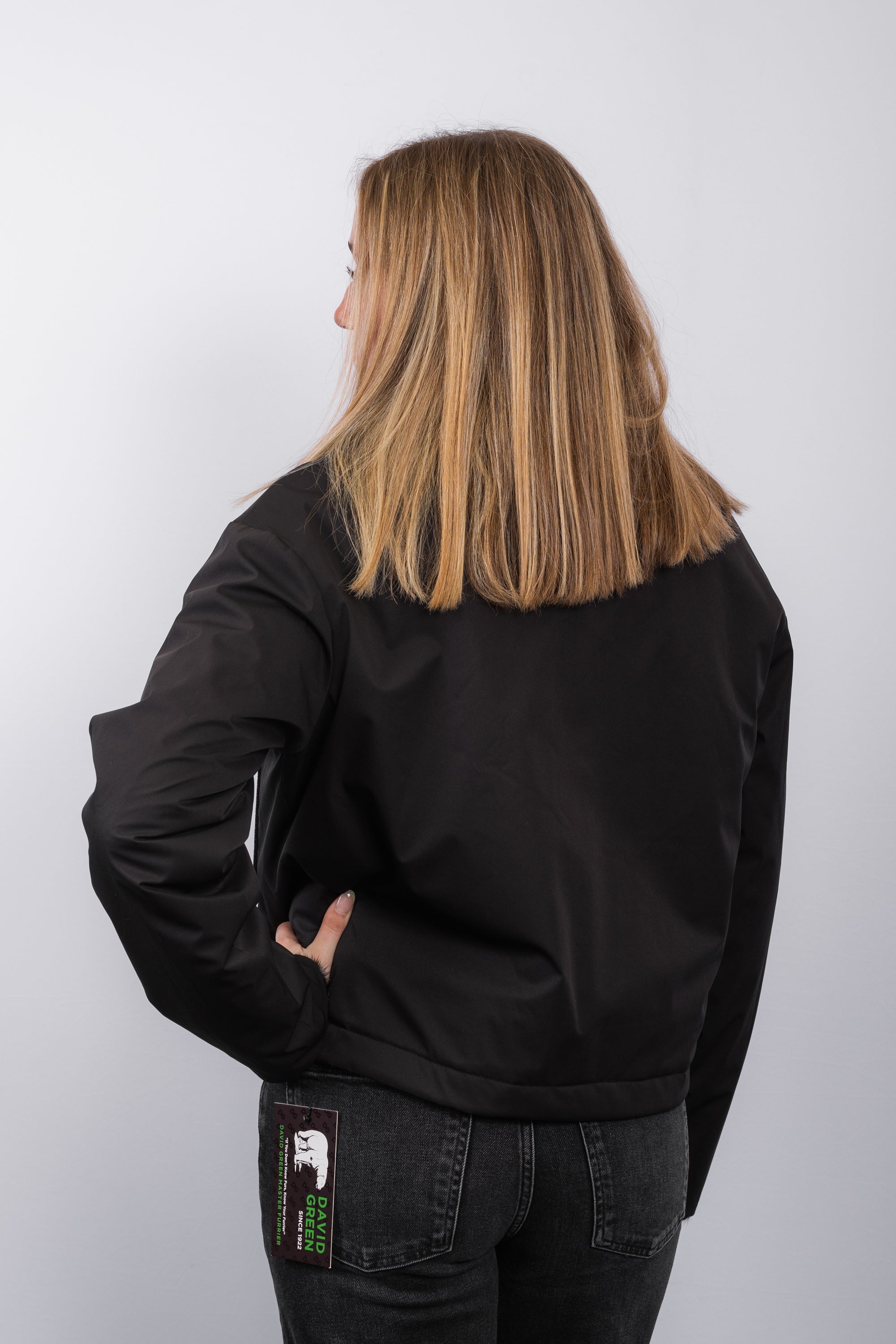 Black Mink/Black Fabric/Stonewashed Denim Jacket