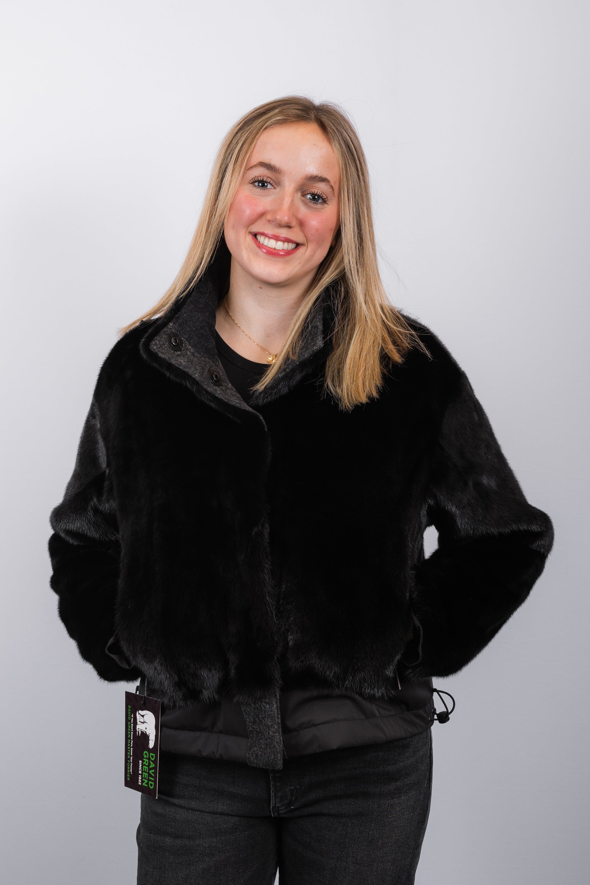 Black Mink/Black Fabric/Stonewashed Denim Jacket