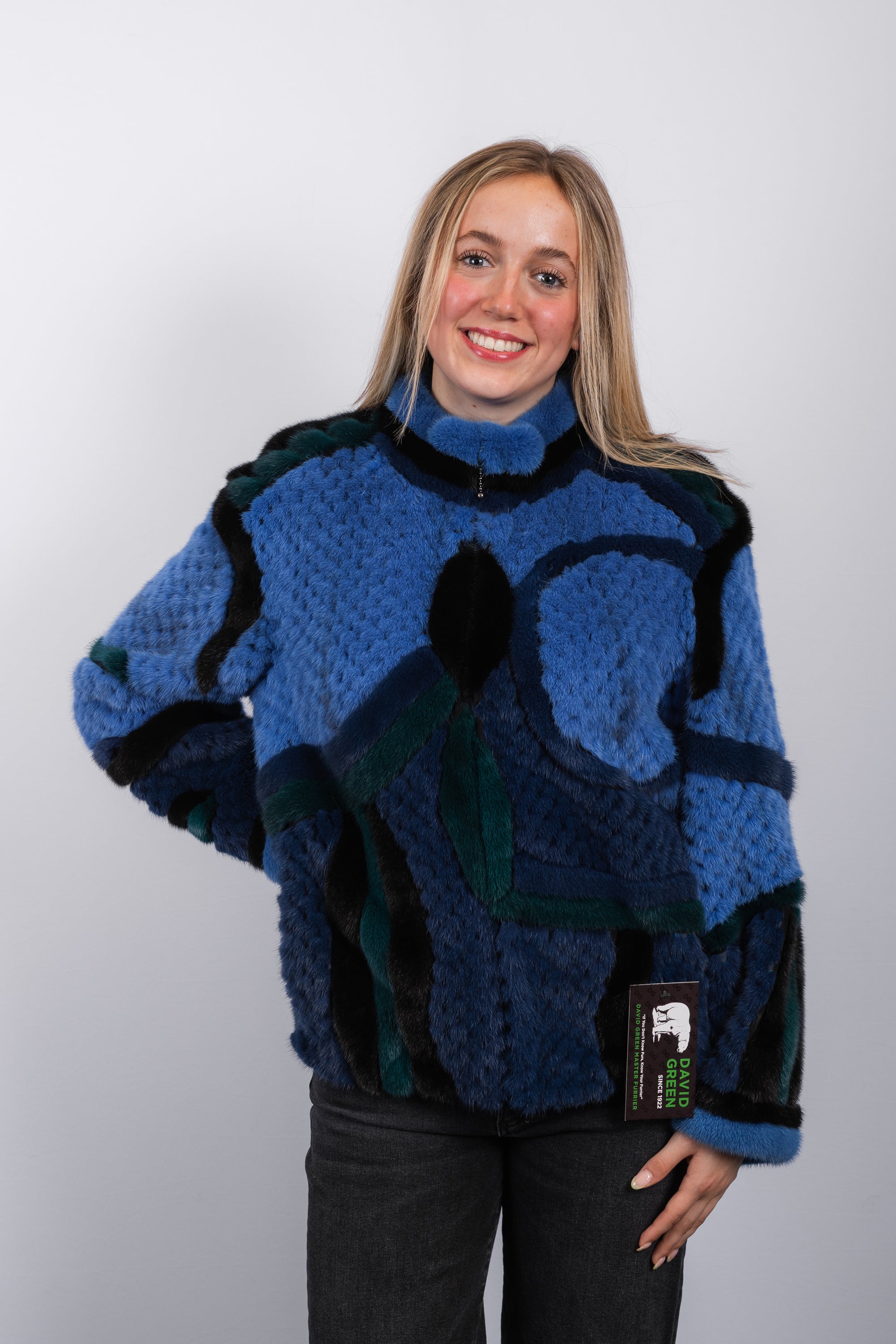 Glacier Blue/Cobalt/Emerald/Black Mink Jacket