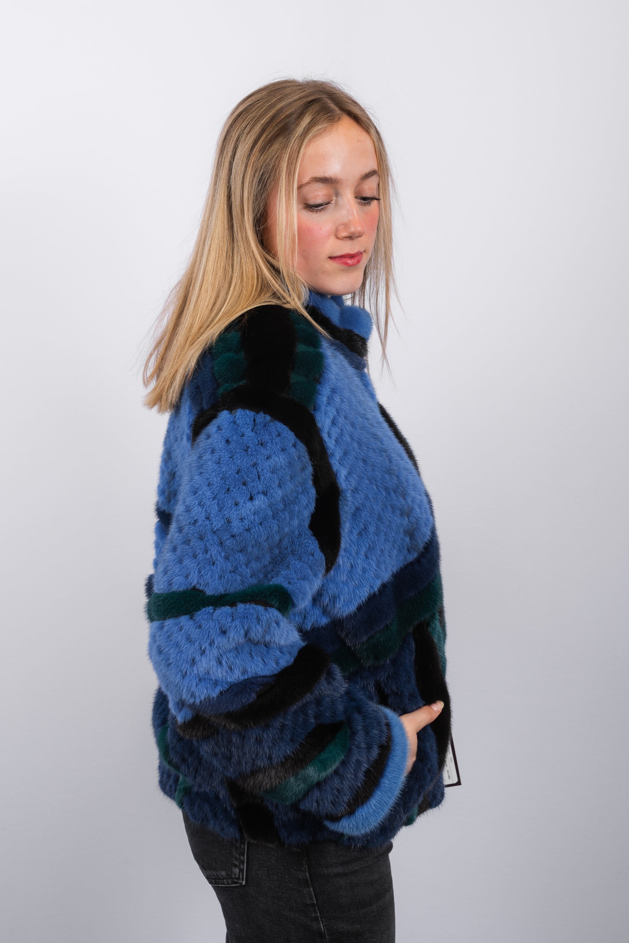 Glacier Blue/Cobalt/Emerald/Black Mink Jacket
