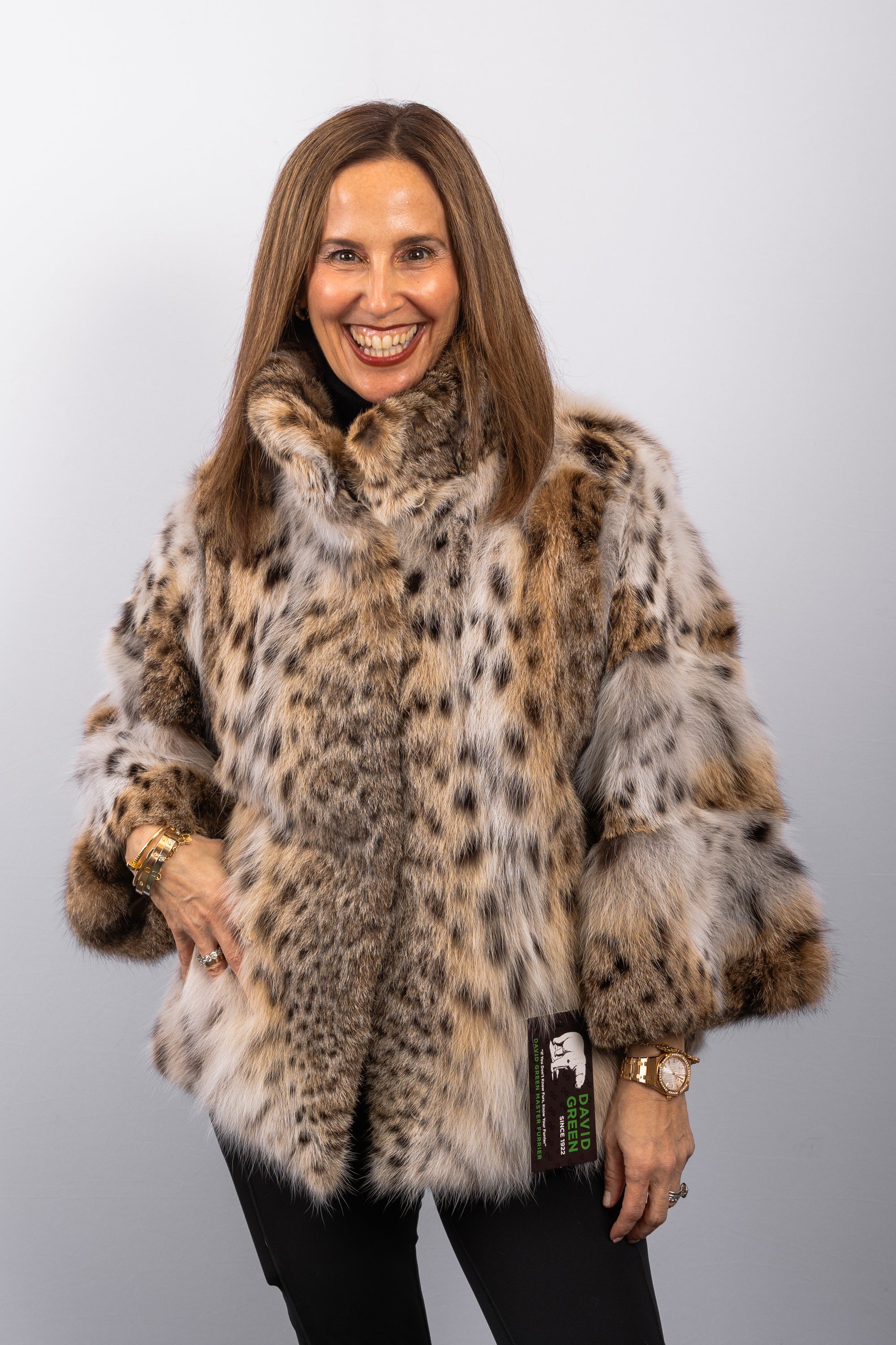 Natural Lynx Cat Jacket - Horizontal cut 3/4 sleeve