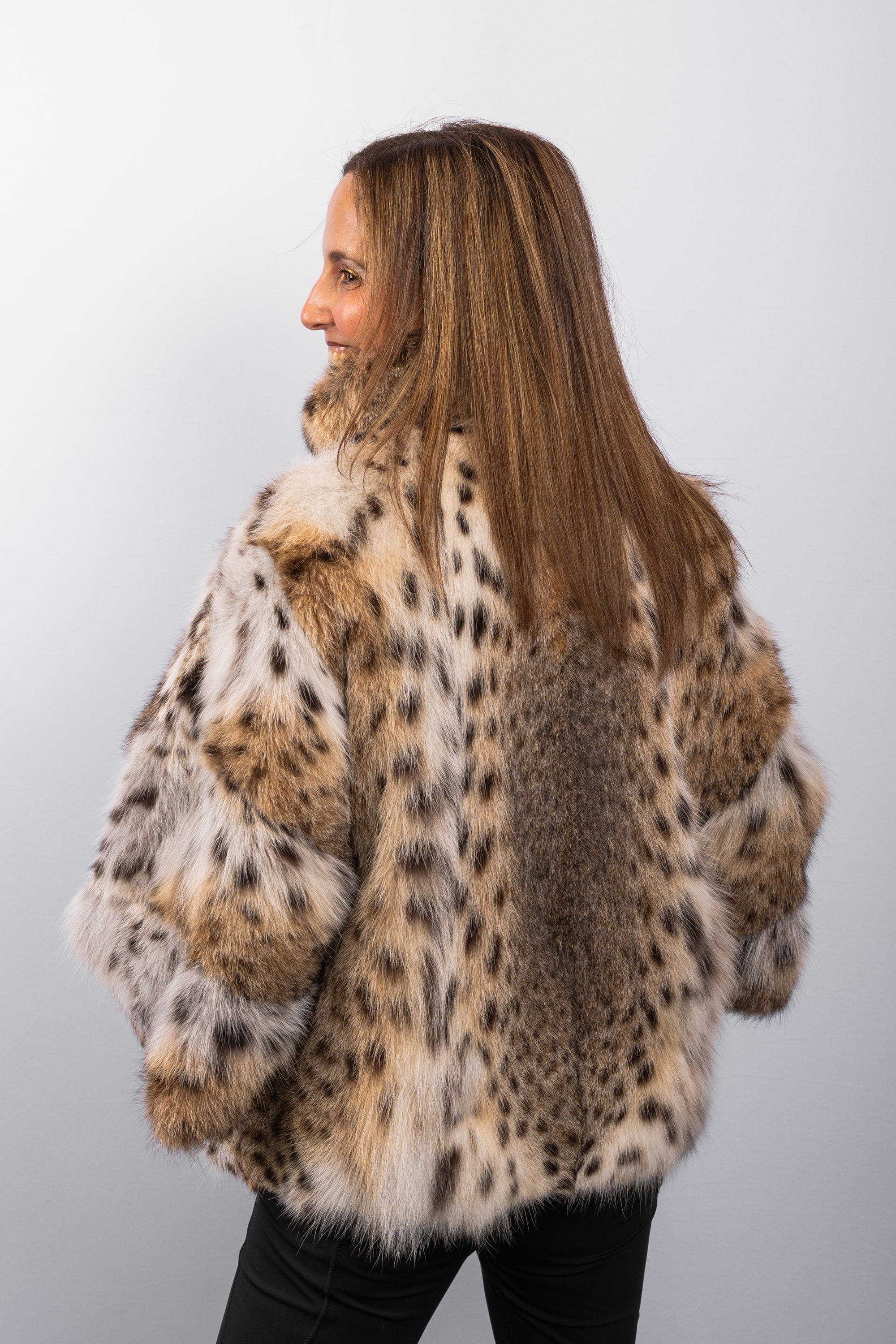 Natural Lynx Cat Jacket - Horizontal cut 3/4 sleeve