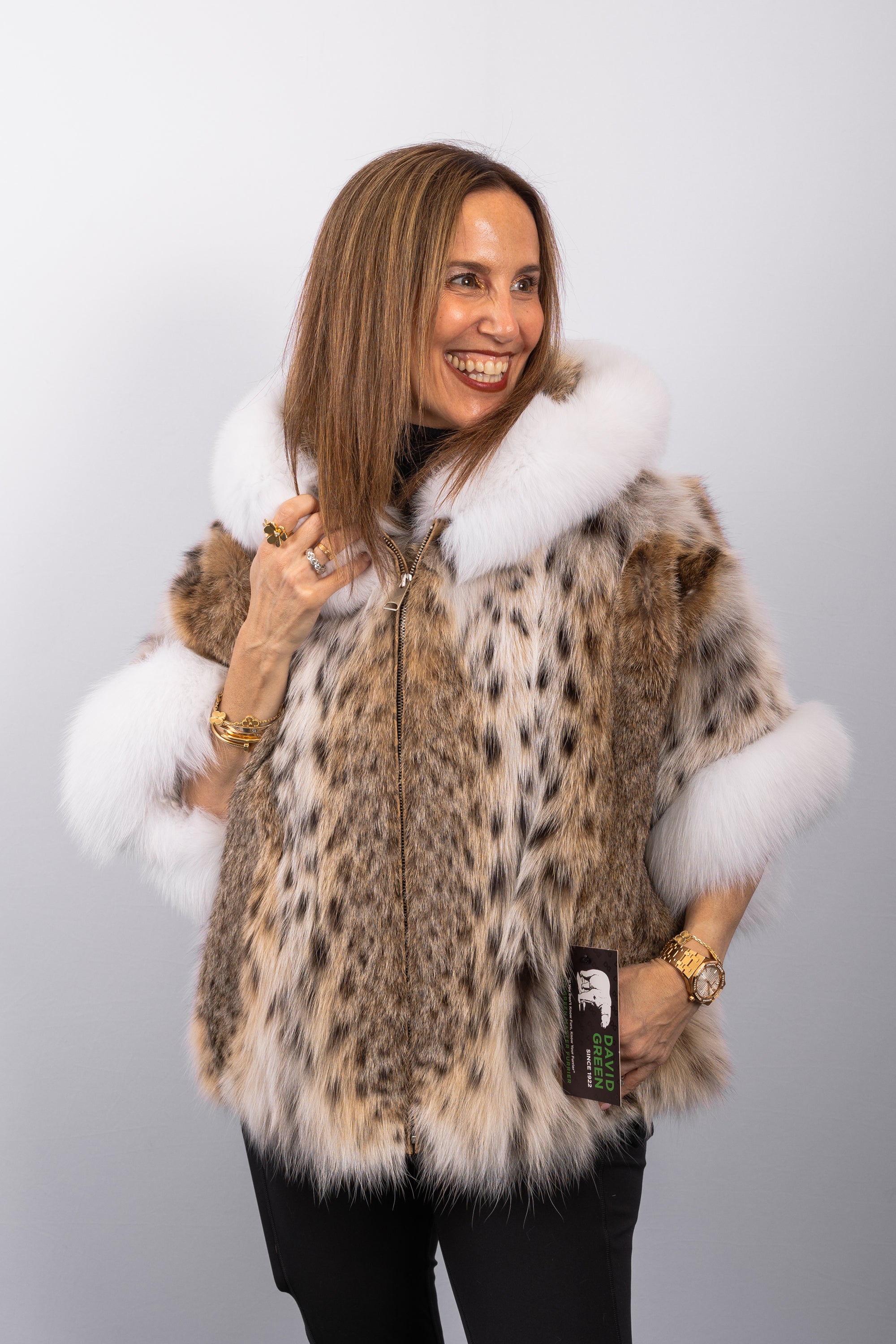 Natural Lynx Cat/White Fox Jacket