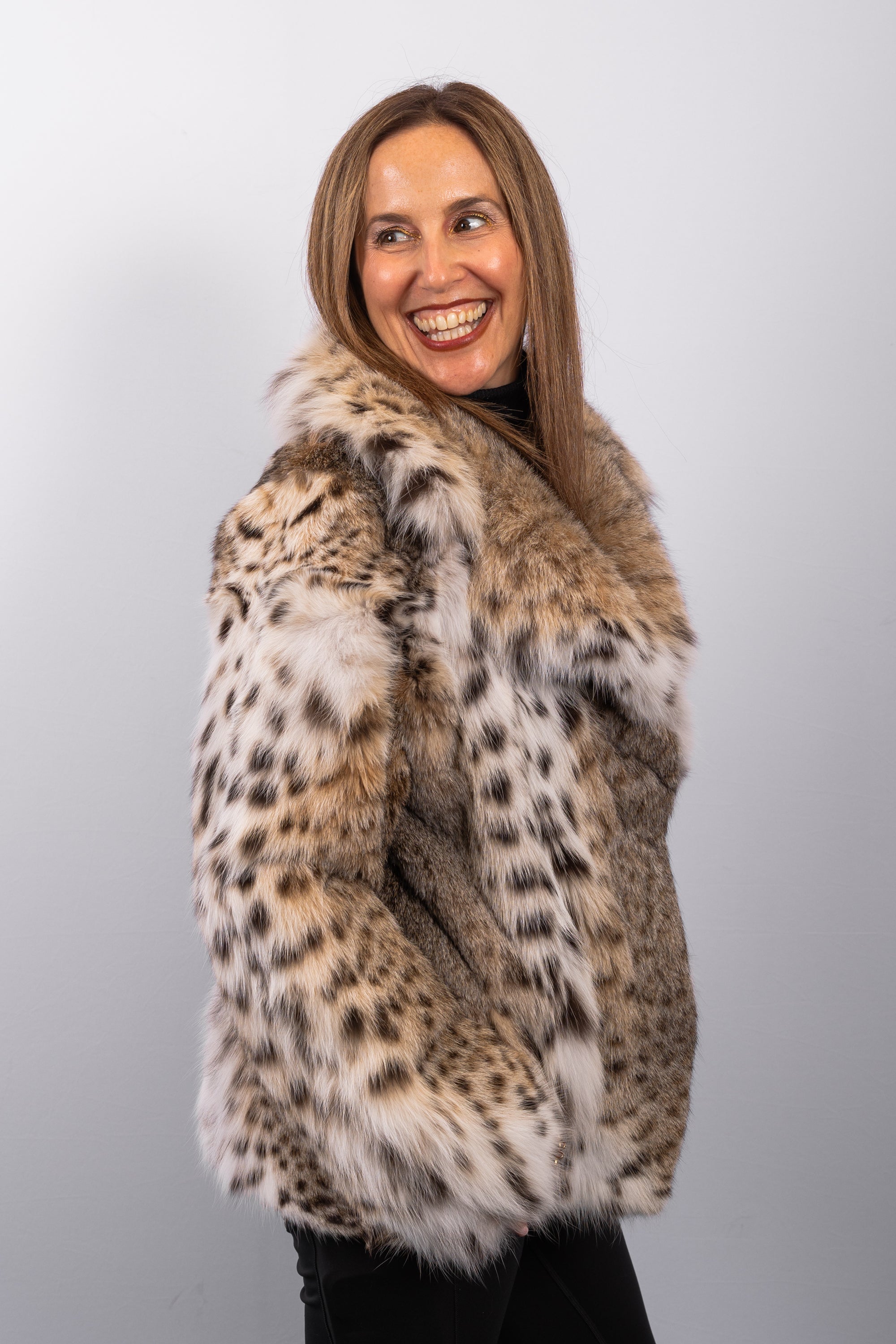 Natural Lynx Cat Jacket - Notch Collar