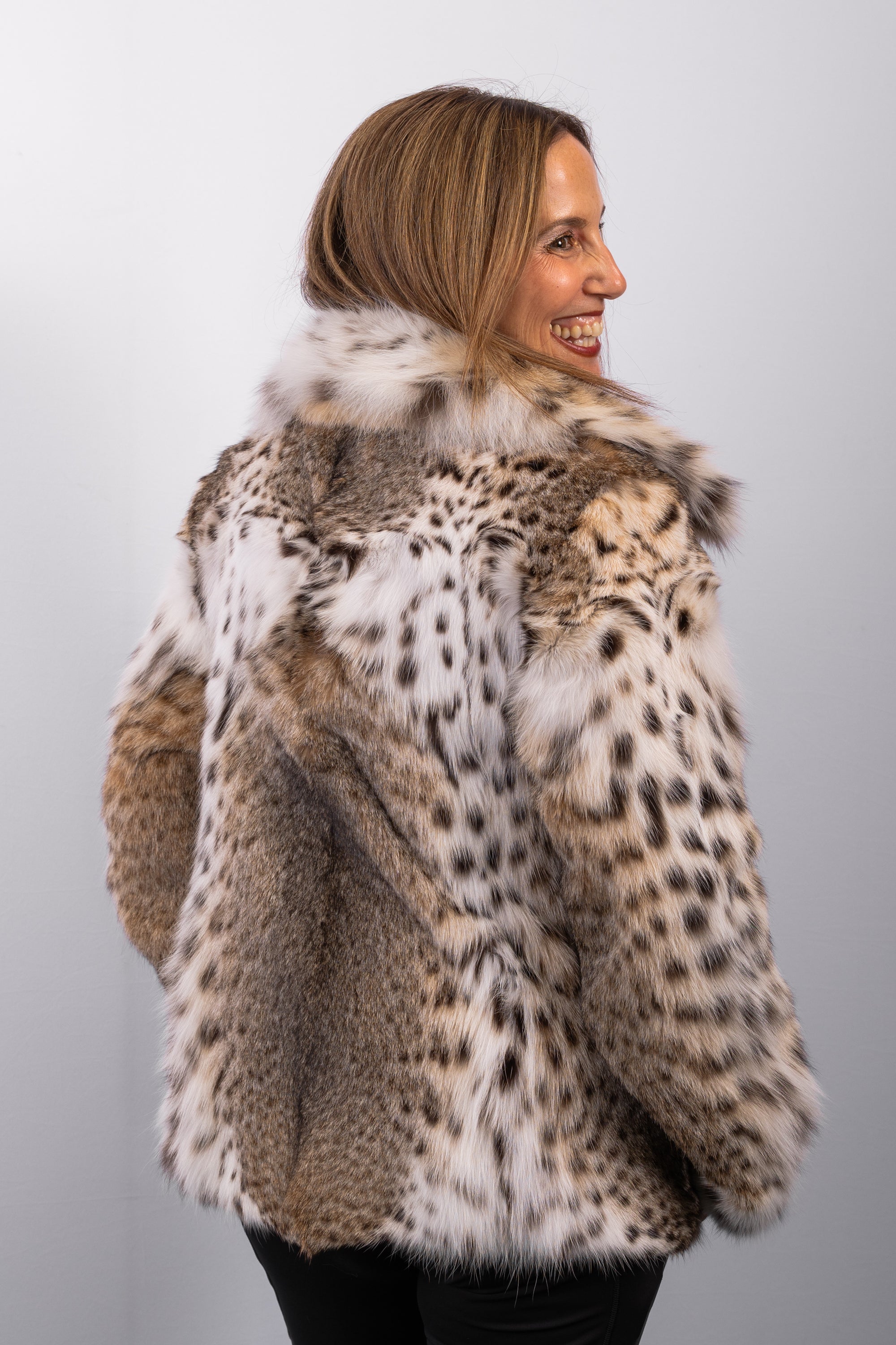 Natural Lynx Cat Jacket - Notch Collar