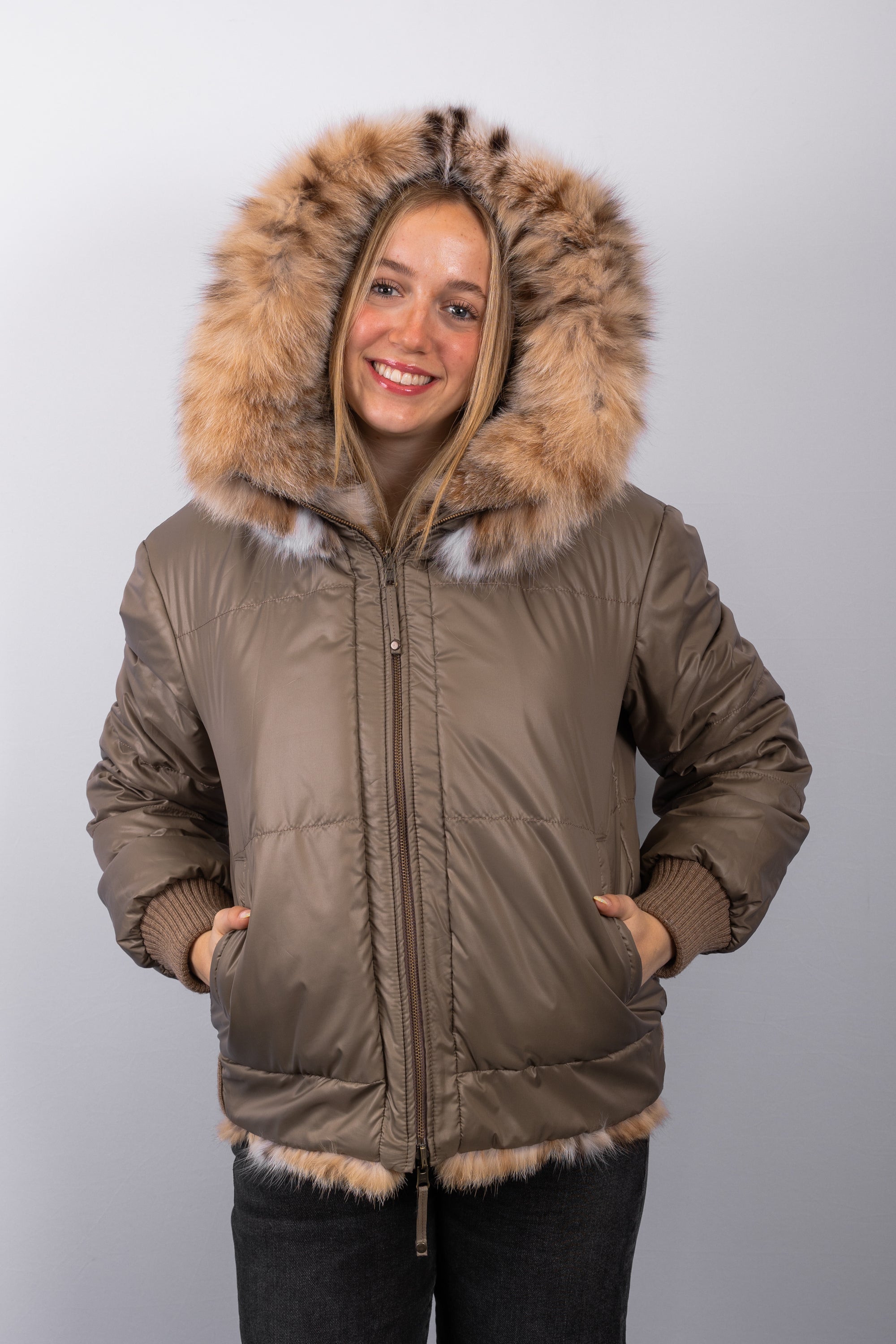 Natural Lynx Cat/Toffee Fabric Jacket