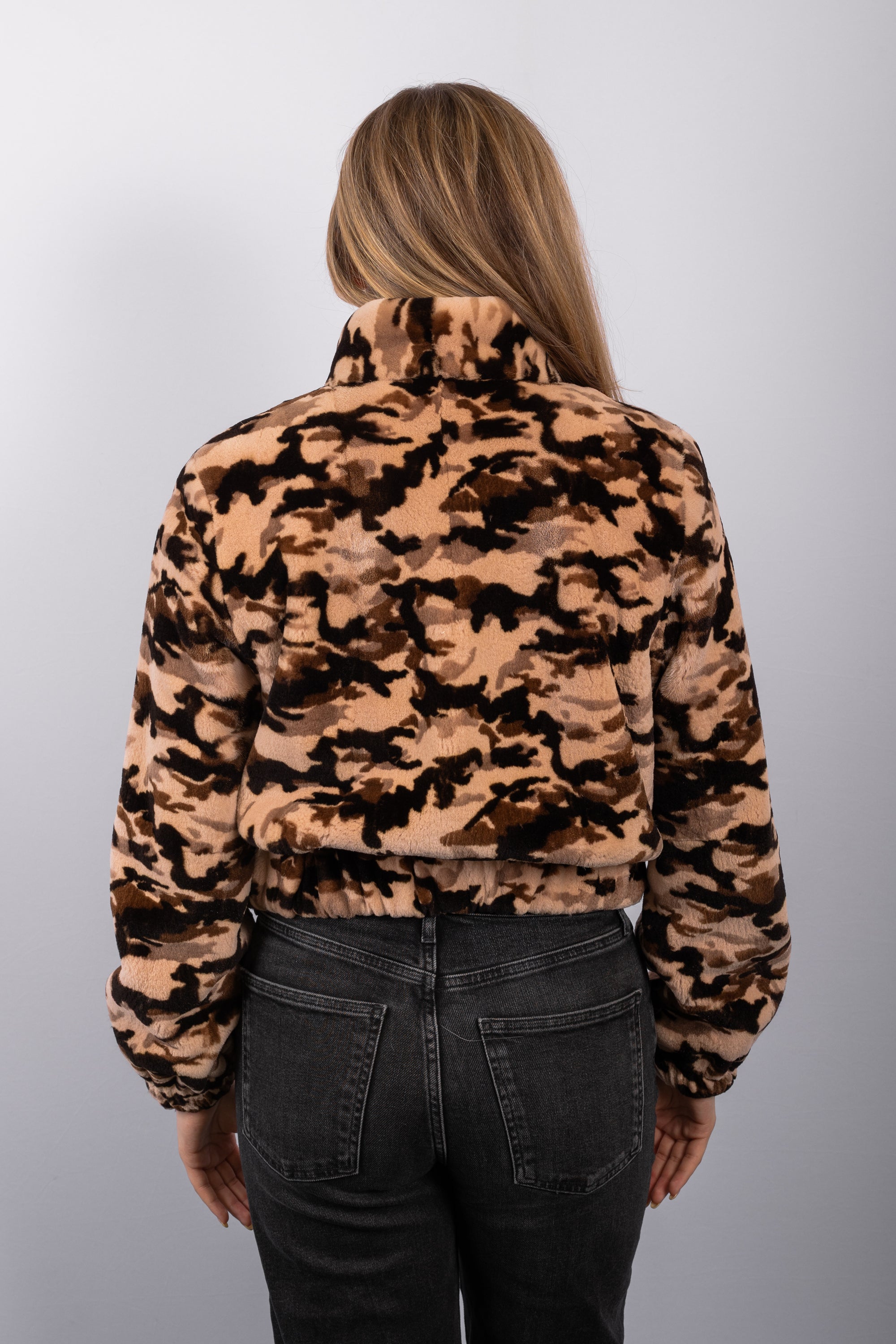 Blush/Mocha Camouflage Sheared Mink Jacket