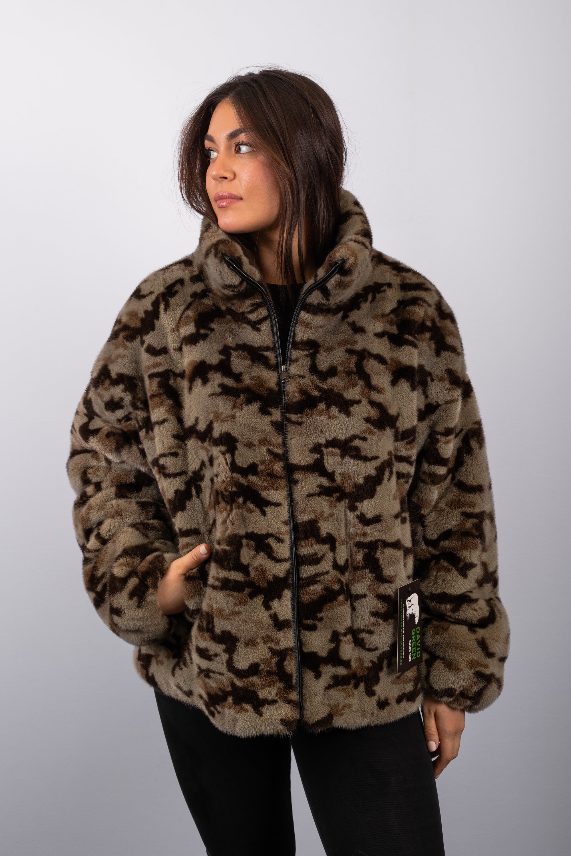 Camouflage Mink Jacket