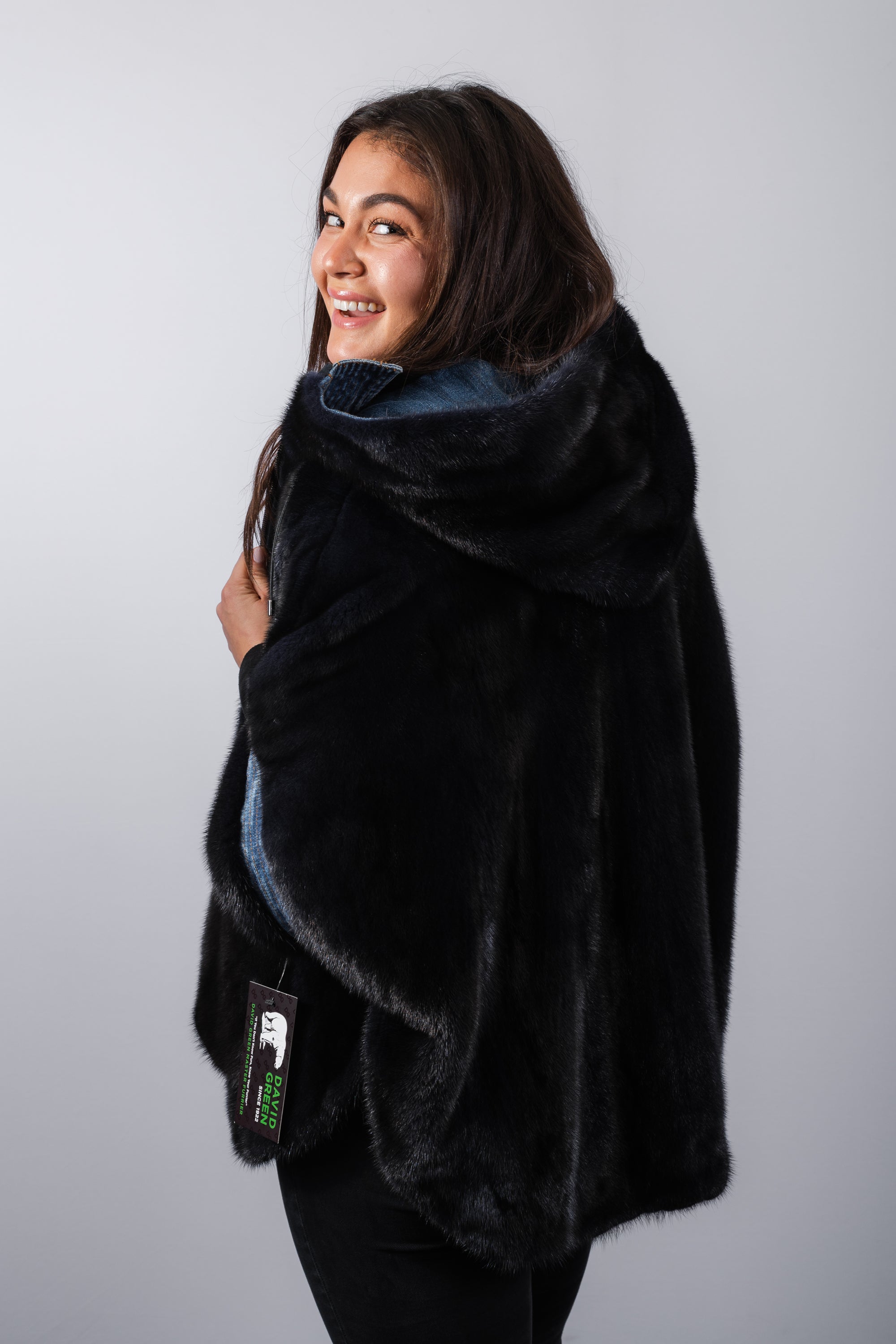 Navy Mink/Denim Fabric Jacket