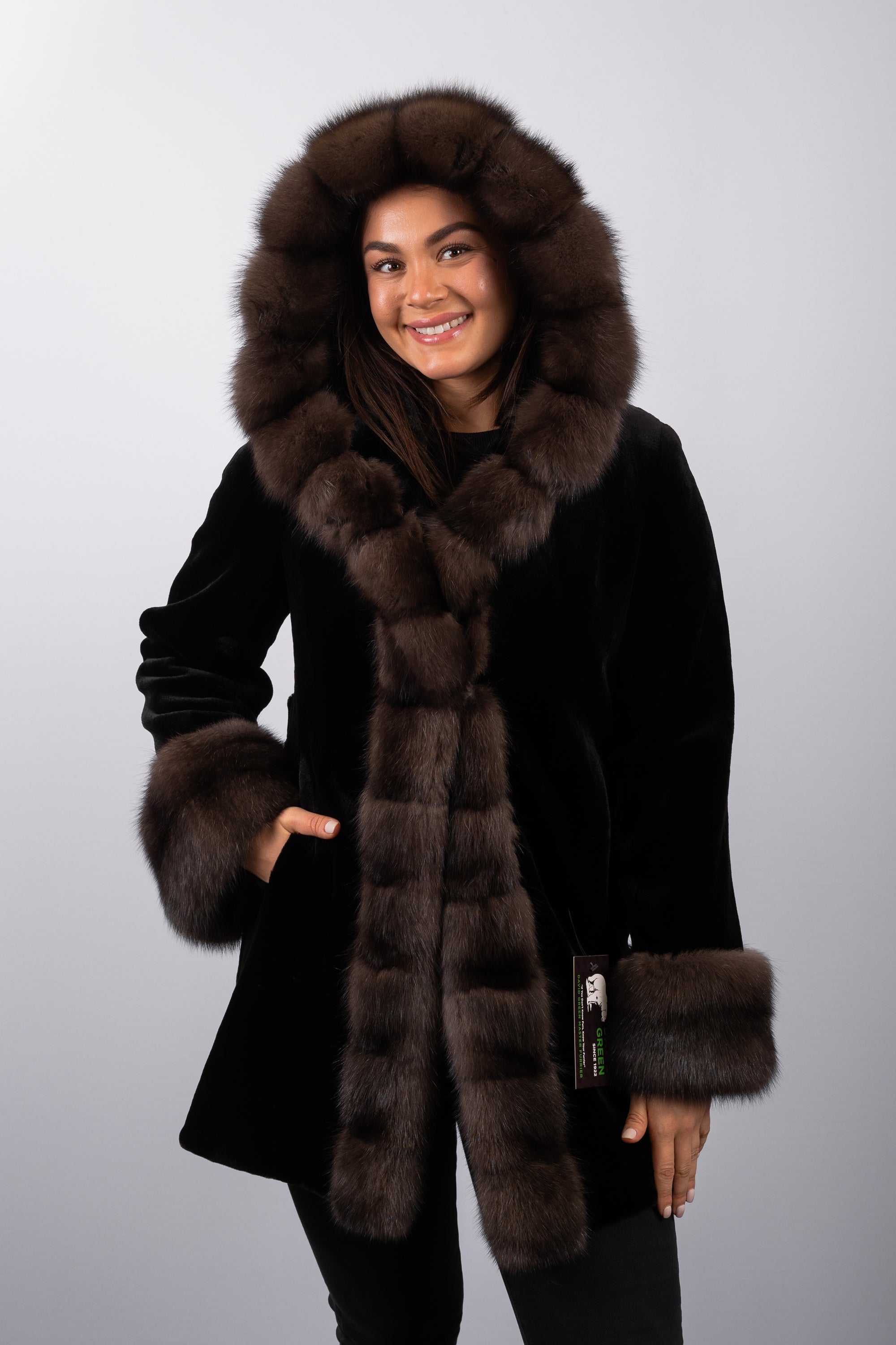 Black Sheared Mink/Black Mink/Natural Russian Sable Jacket