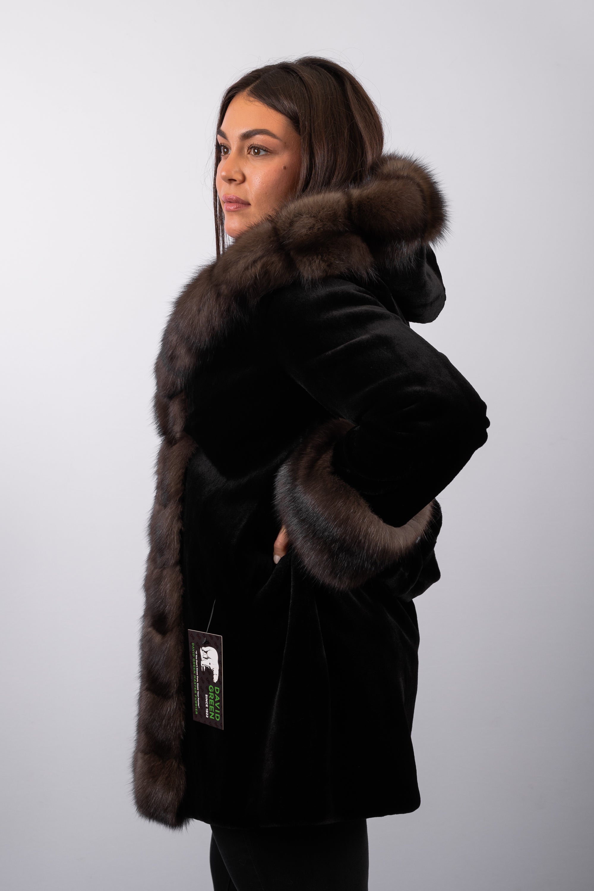 Black Sheared Mink/Black Mink/Natural Russian Sable Jacket