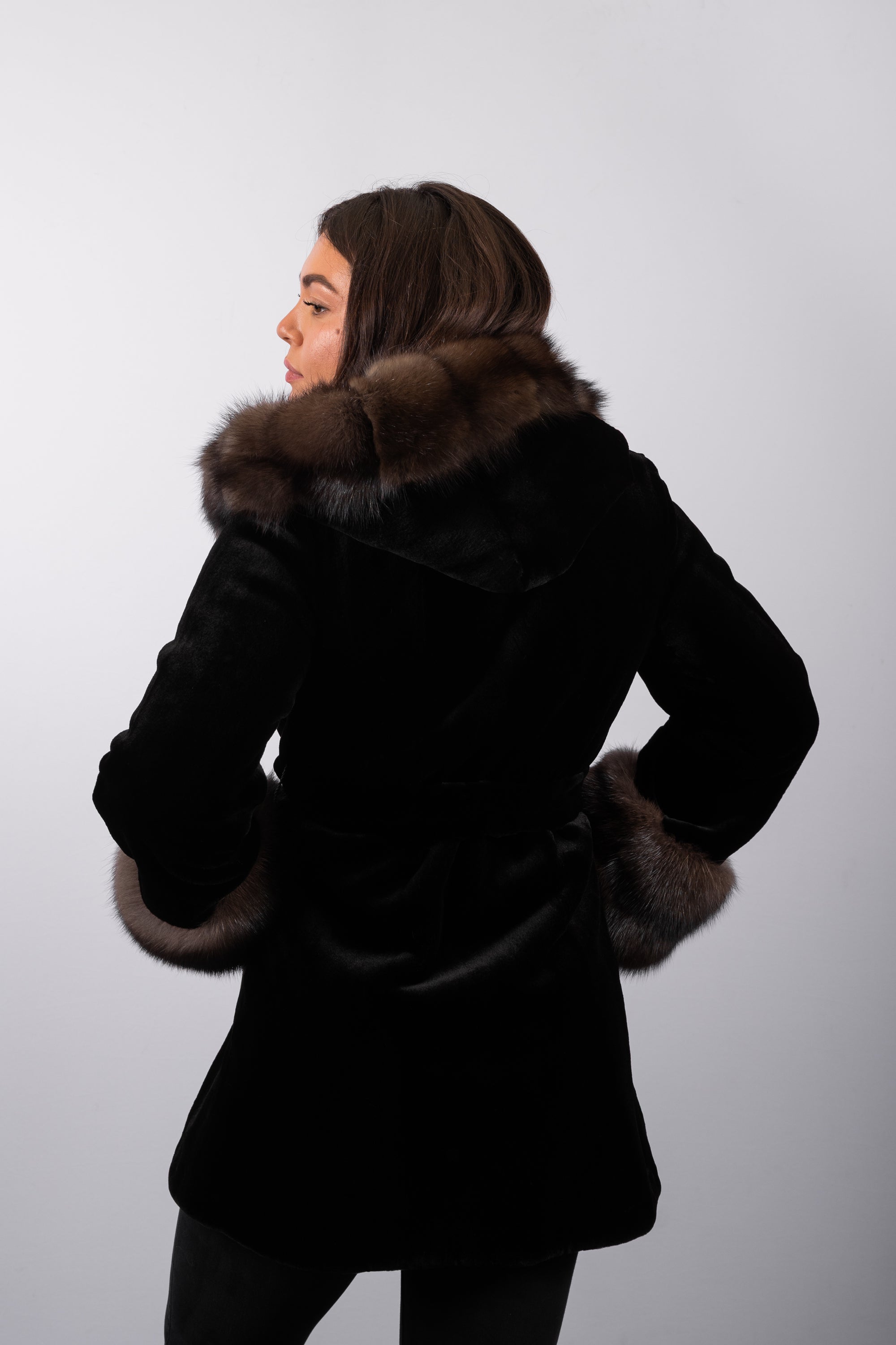 Black Sheared Mink/Black Mink/Natural Russian Sable Jacket