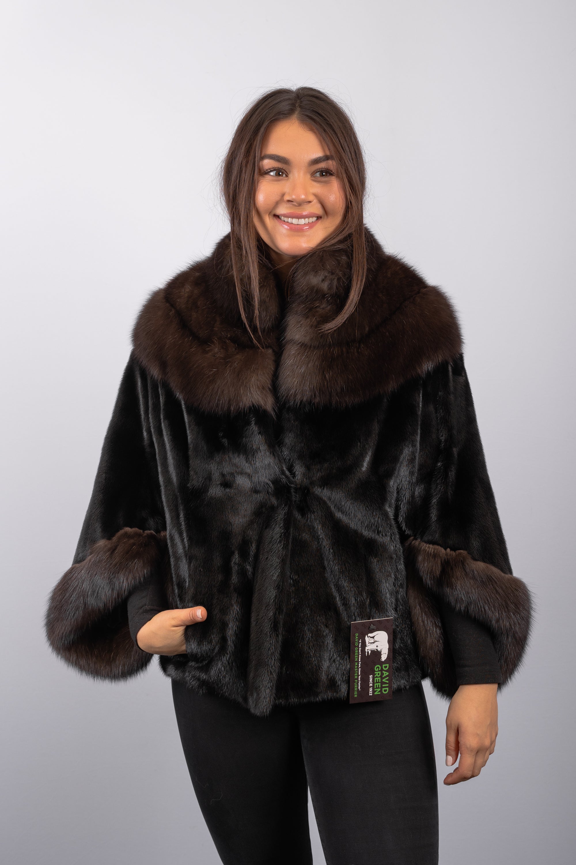 Black Mink/Natural Russian Sable Poncho