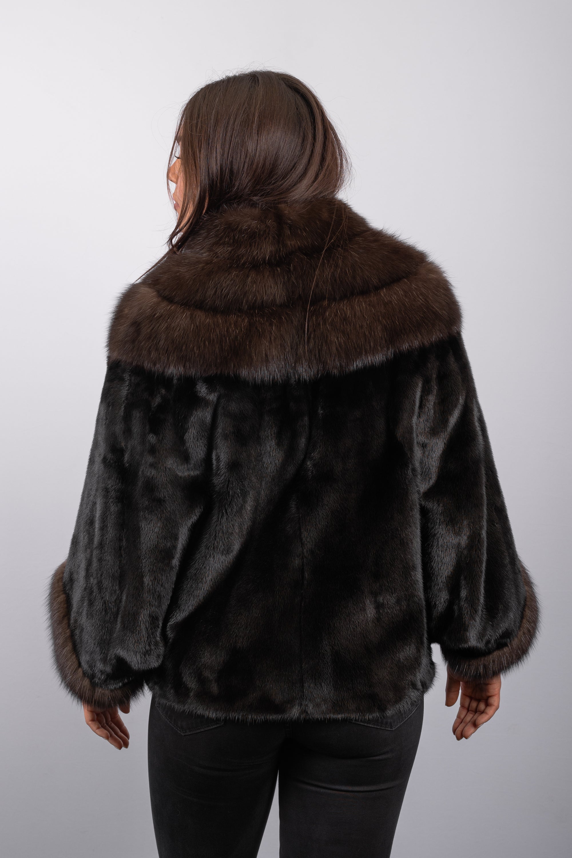 Black Mink/Natural Russian Sable Poncho