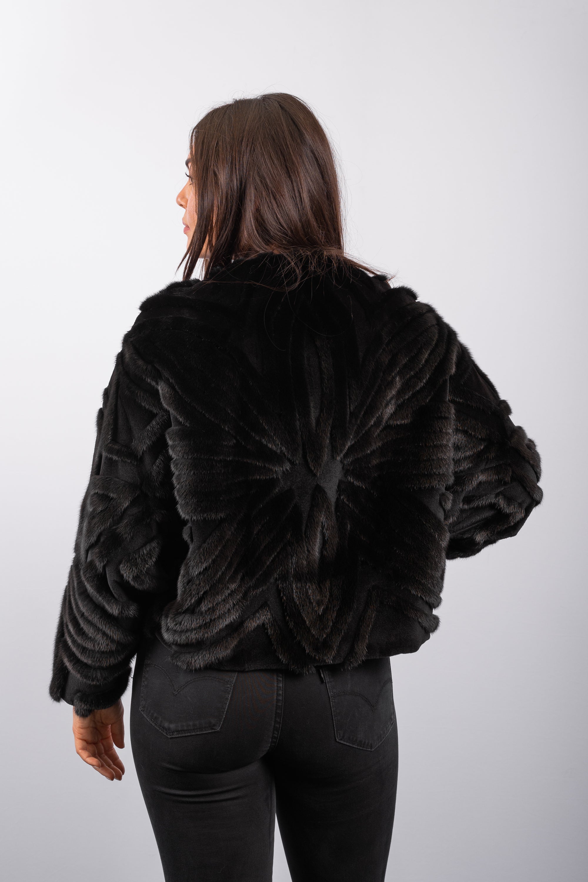 Black Mink/Black Sheared Mink "Starburst" Jacket