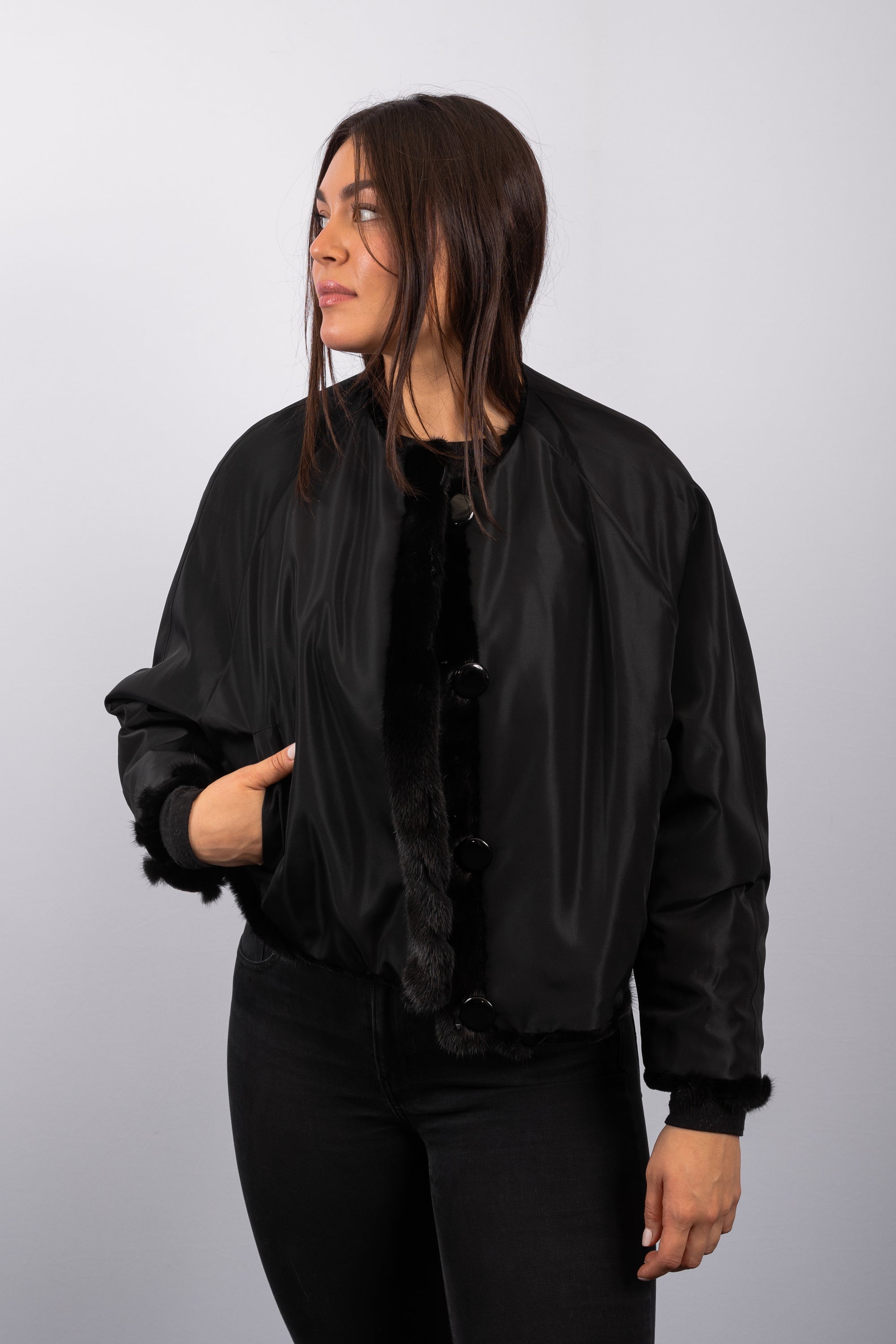 Black Mink/Black Sheared Mink "Starburst" Jacket